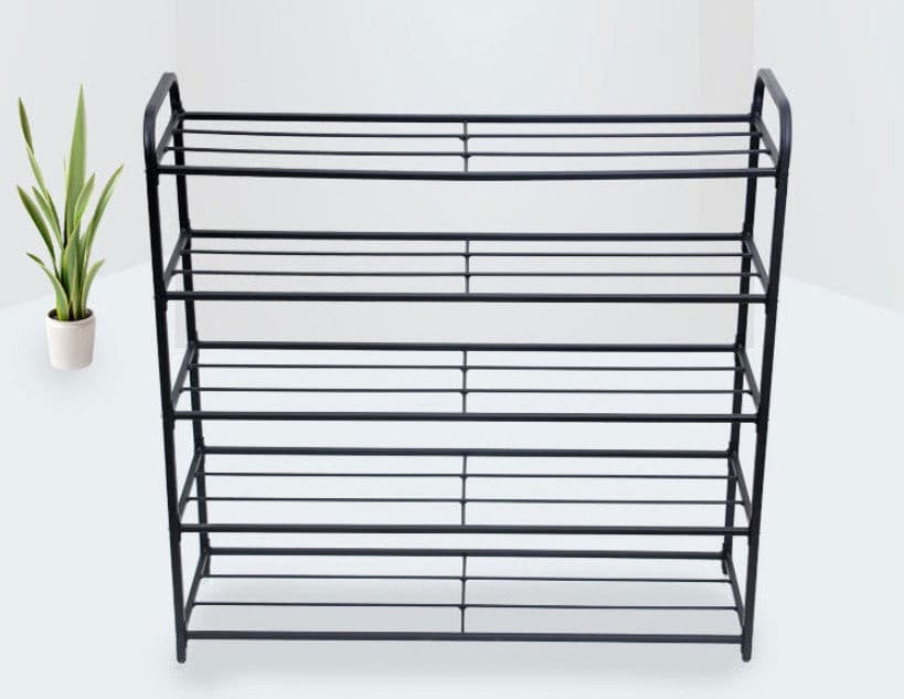 Black Metal 5 Tier Shoes Rack.